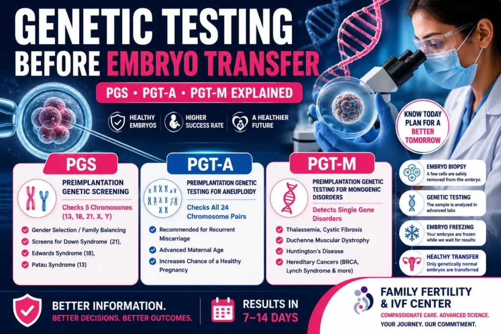 Genetic testing before embryo transfer